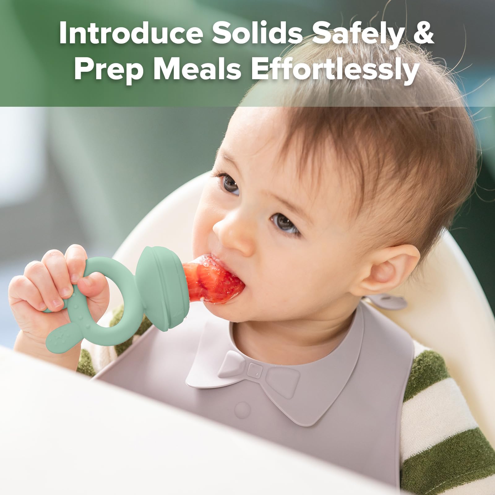 Haakaa silicone feeder with textures offering soothing teething comfort.