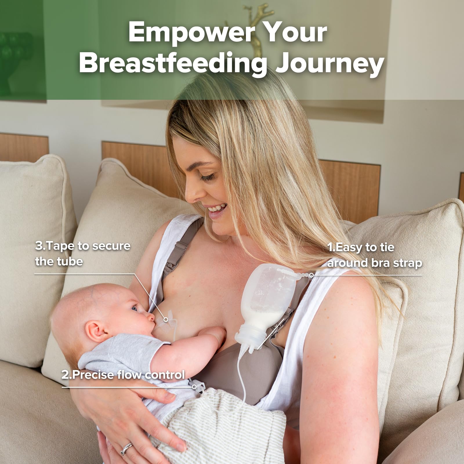 Haakaa silicone feeding tubes shown for comfortable baby mouth contact.