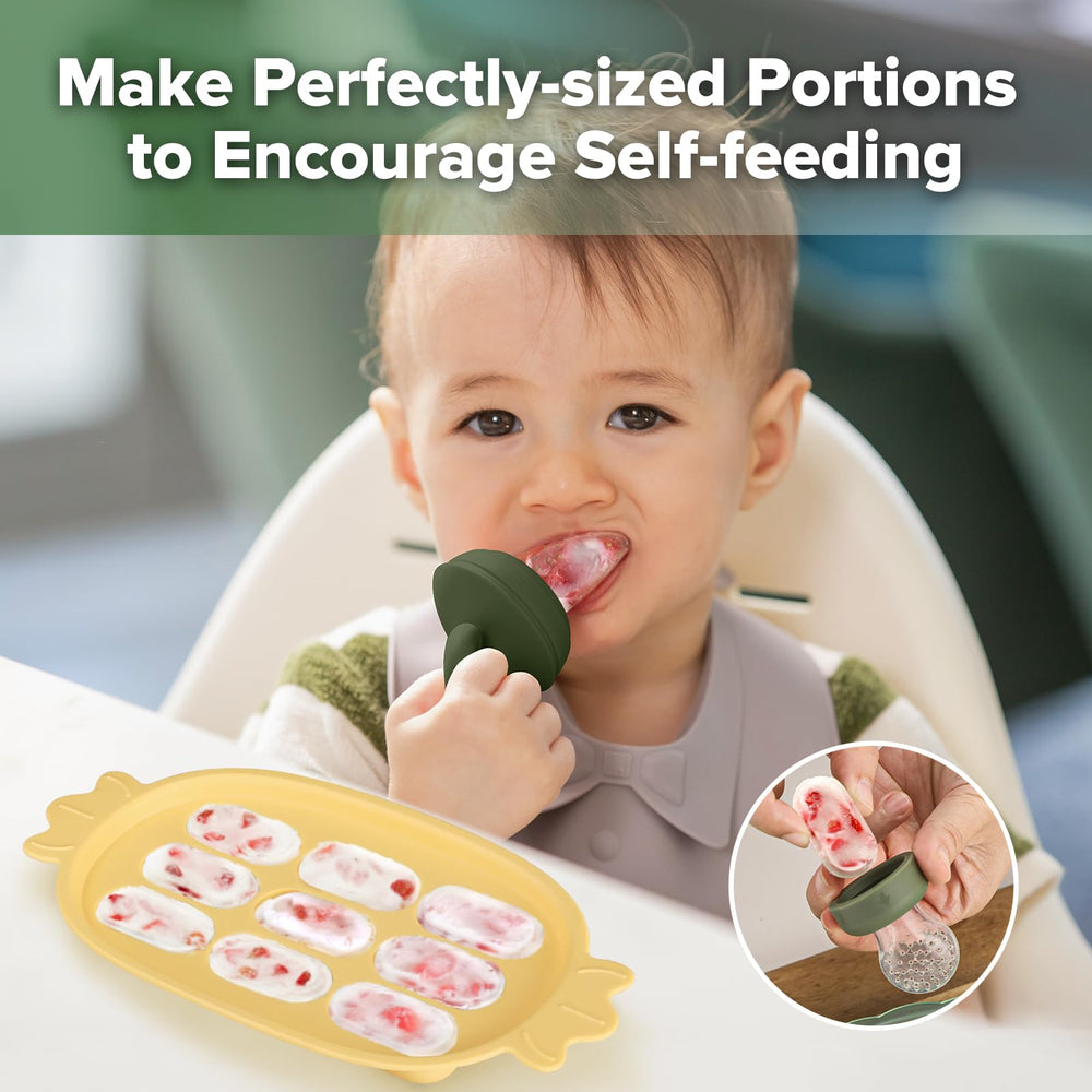 Haakaa silicone freezer tray teether highlighting safe toxin-free design.