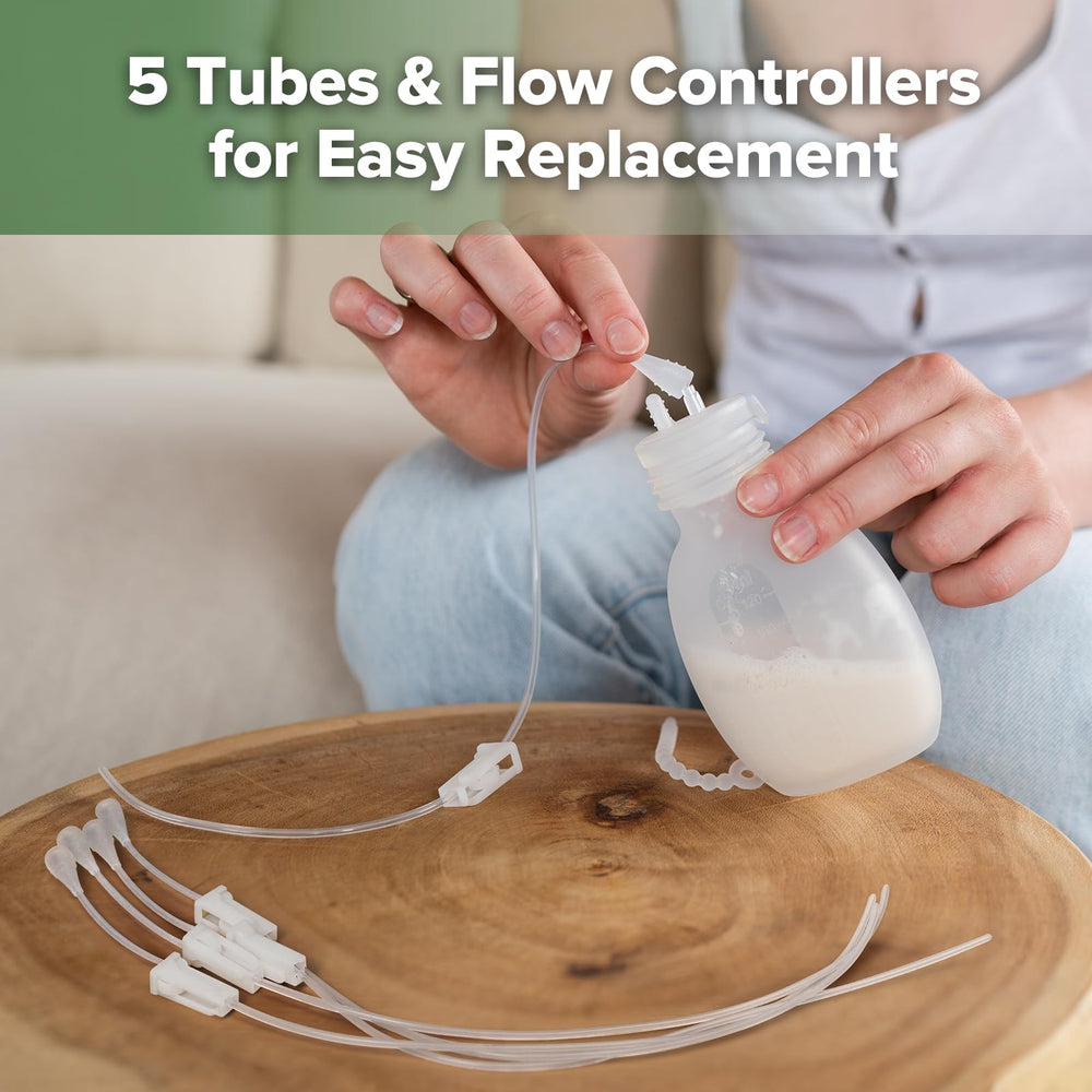 Haakaa SNS 120ml silicone pouch configured for controlled milk flow.