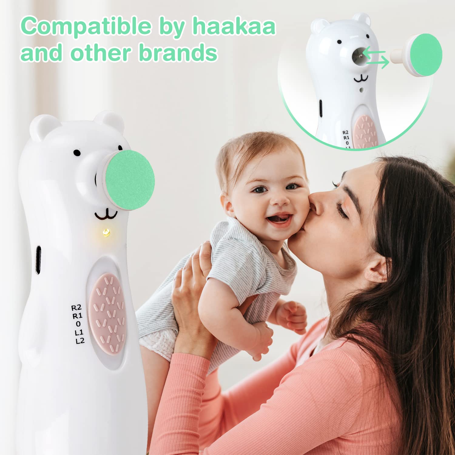 Haakaa soft-finish blue pad, gentle on tiny nails