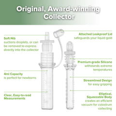 Soft silicone suction drawing colostrum from the nipple.