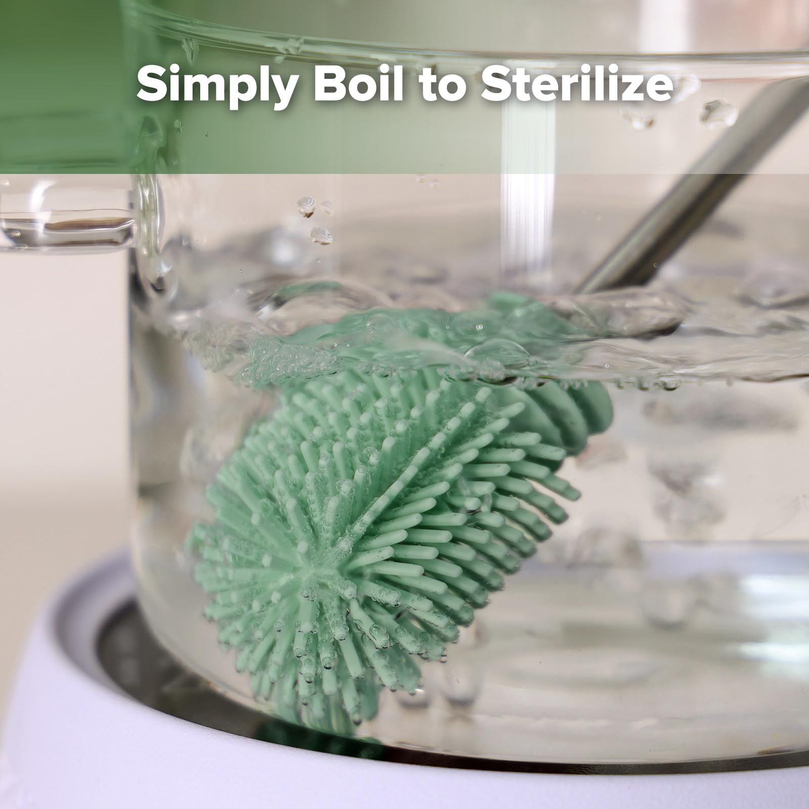 Haakaa stainless steel handle provides sturdy, rust-free grip.