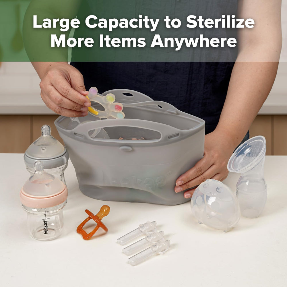 Haakaa travel friendly sterilizer bag packed with essentials.