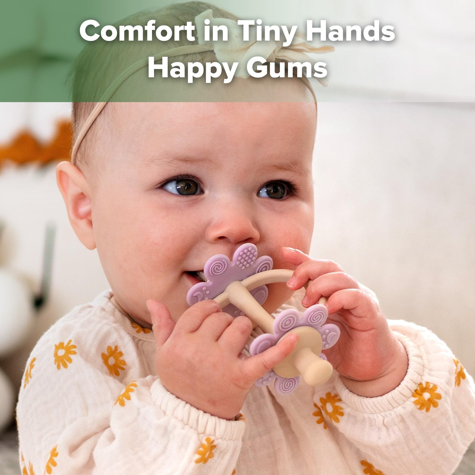 haakaa twin flower teether 360-bristles gum massage surrounds gums