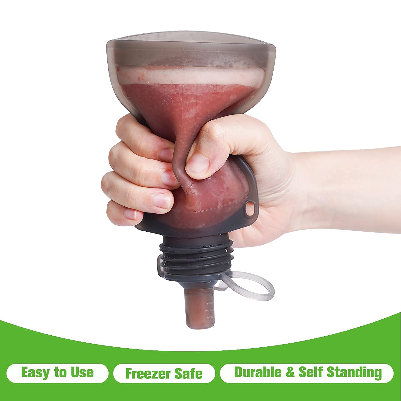 haakaa Yummy Pouch Sippy Spout grey with adaptor emphasizes compatibility with haakaa storage bags.