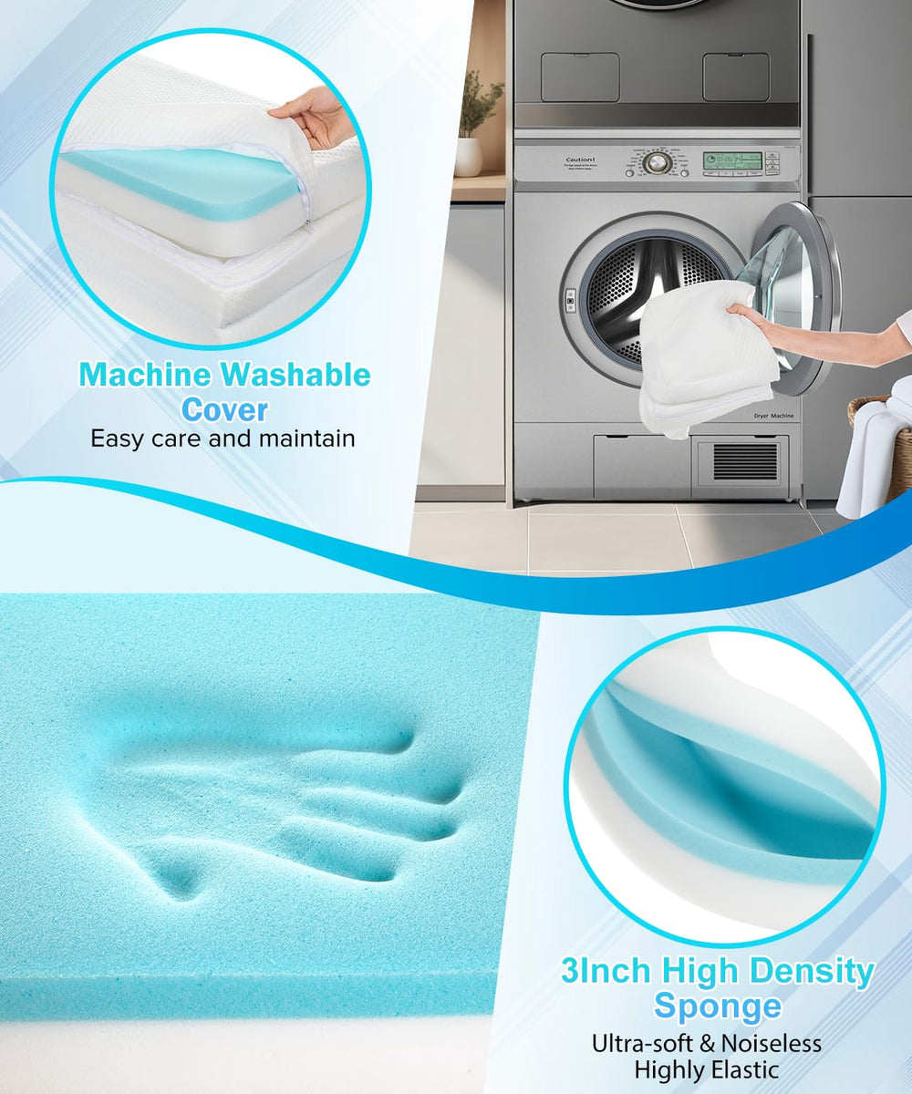 Haavookix 3-inch trifold mattress edge design for snug fit in play space.