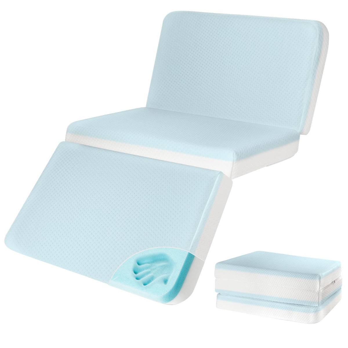 Haavookix 3-inch trifold crib mattress folded for travel offers compact comfort.
