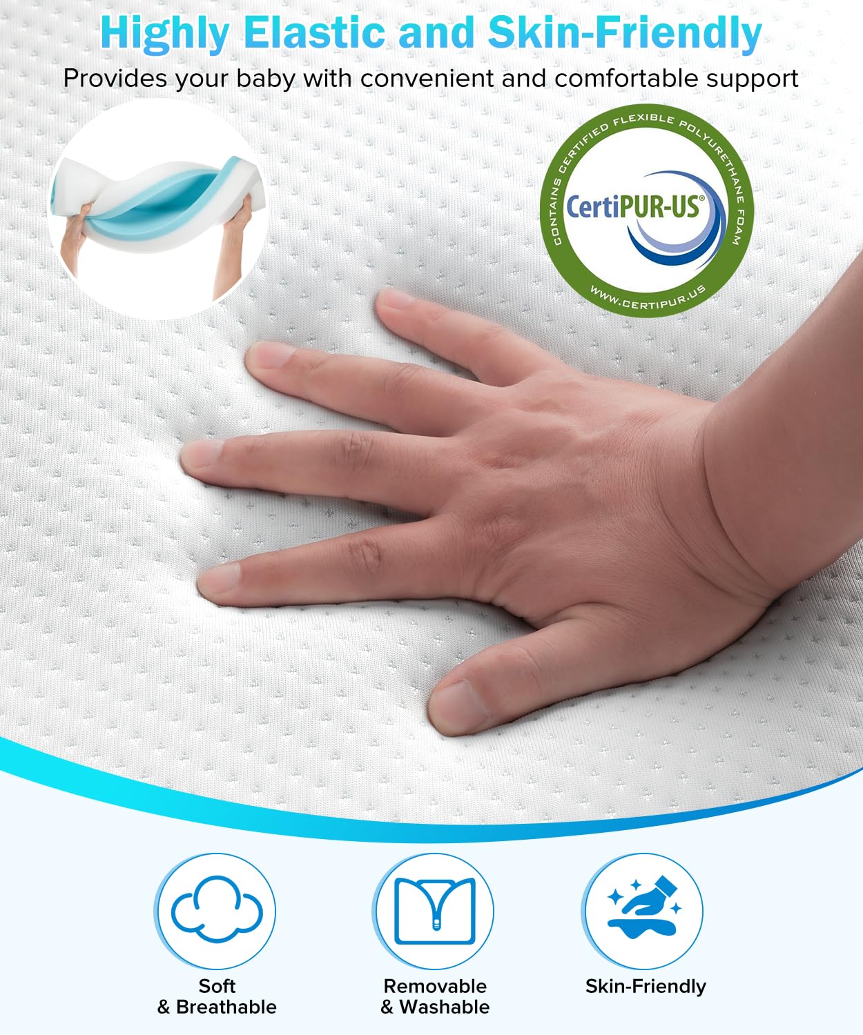 Haavookix 3-inch trifold mattress removable cover for easy washing.