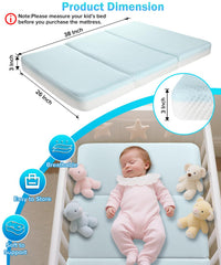 Haavookix 3-inch trifold crib mattress unfolded shows full sleeping surface.