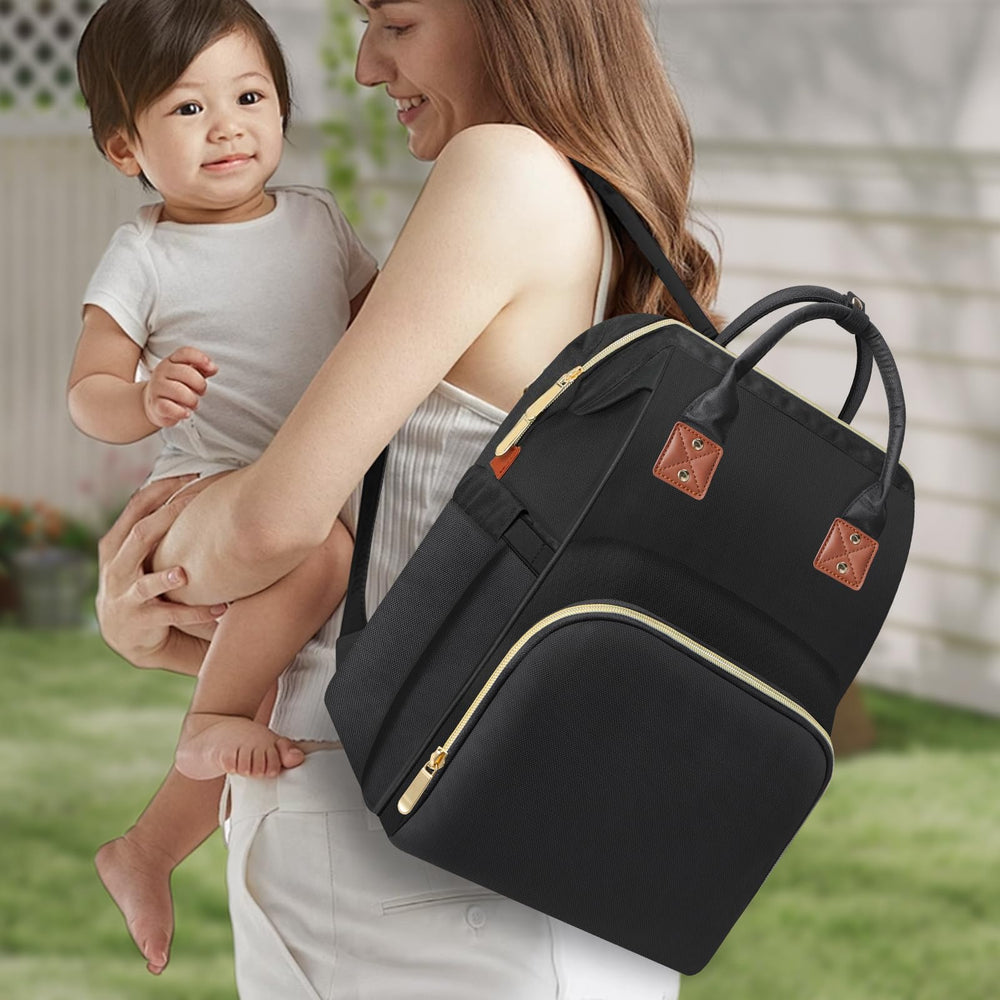 Habopet diaper bag with stroller clip for hands-free travel.