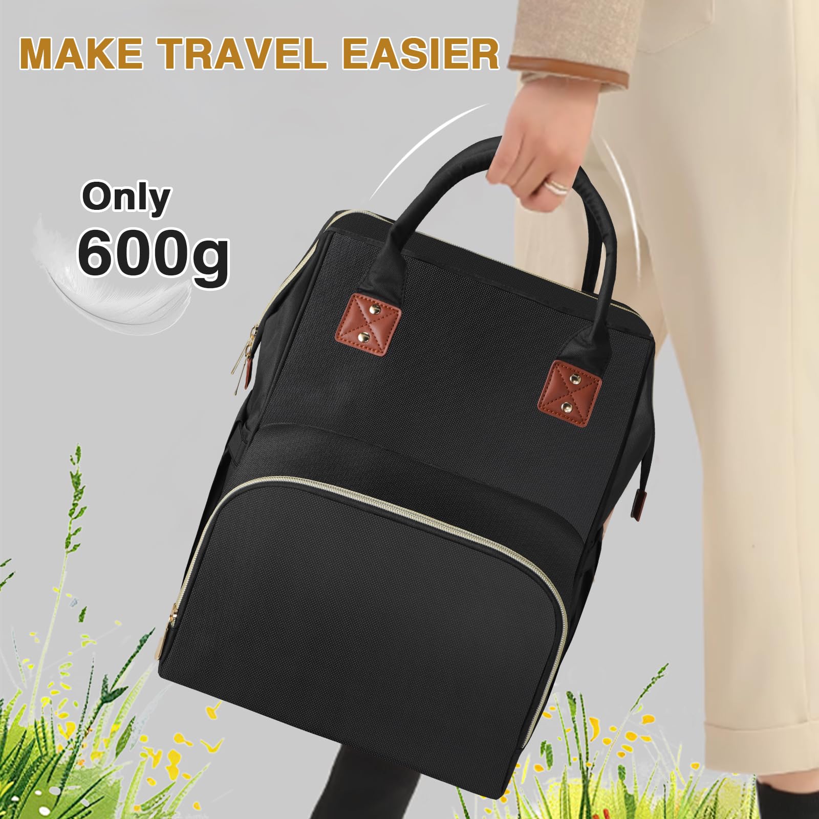 Habopet diaper bag uses waterproof oxford fabric to protect contents.