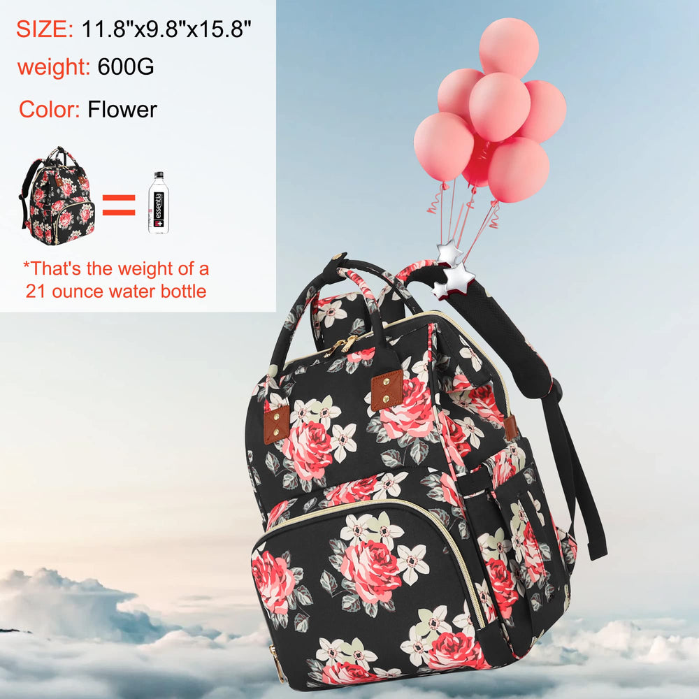 HABOPET flower diaper bag insulated bottle pockets keep drinks ready.