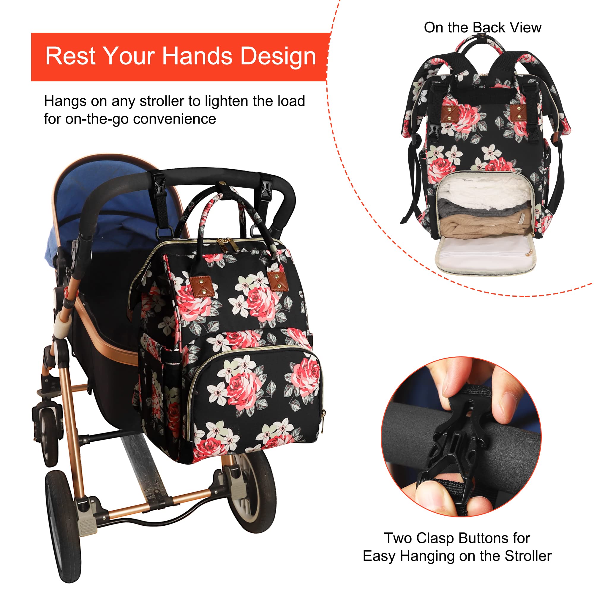 HABOPET flower diaper bag lightweight at 1.3 lb for easy carrying.