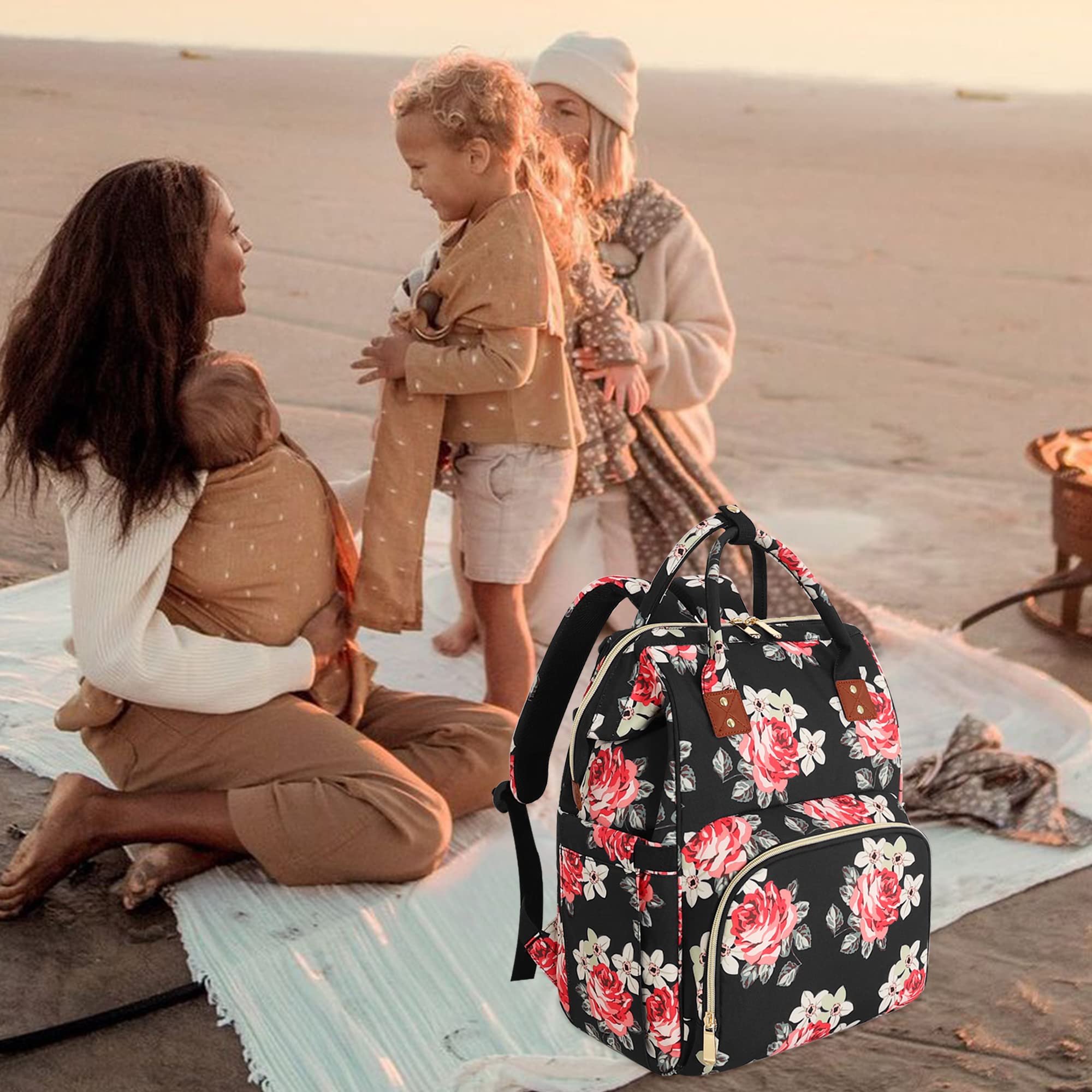 HABOPET flower diaper bag stroller clip for hands-free travel.
