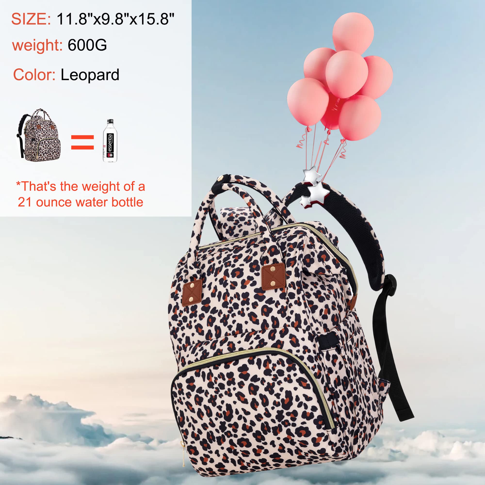 HABOPET leopard diaper bag interior pockets organize bottles and essentials efficiently.
