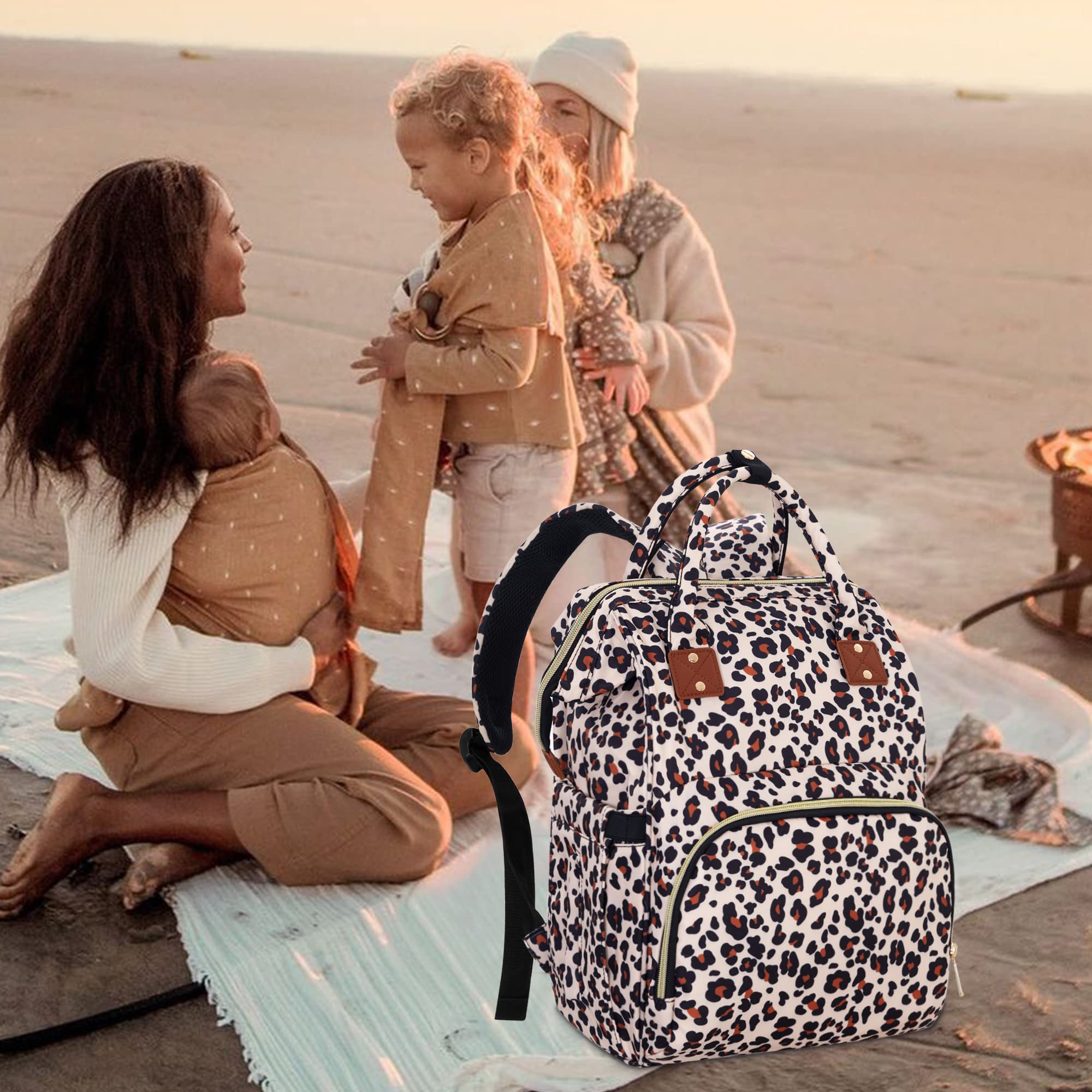 HABOPET leopard diaper bag adjustable shoulder straps offer comfortable daily carry.
