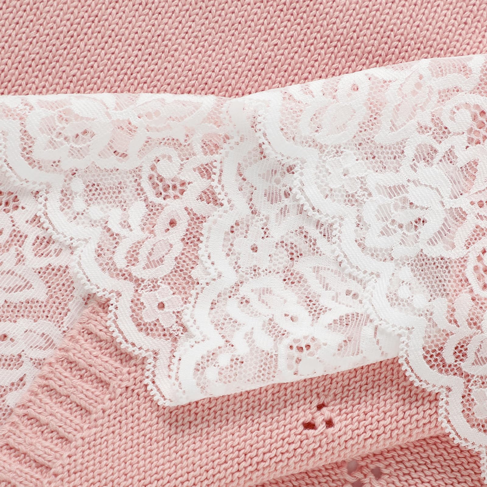 Hadetoto lace knit baby blanket pink gift-ready packaging