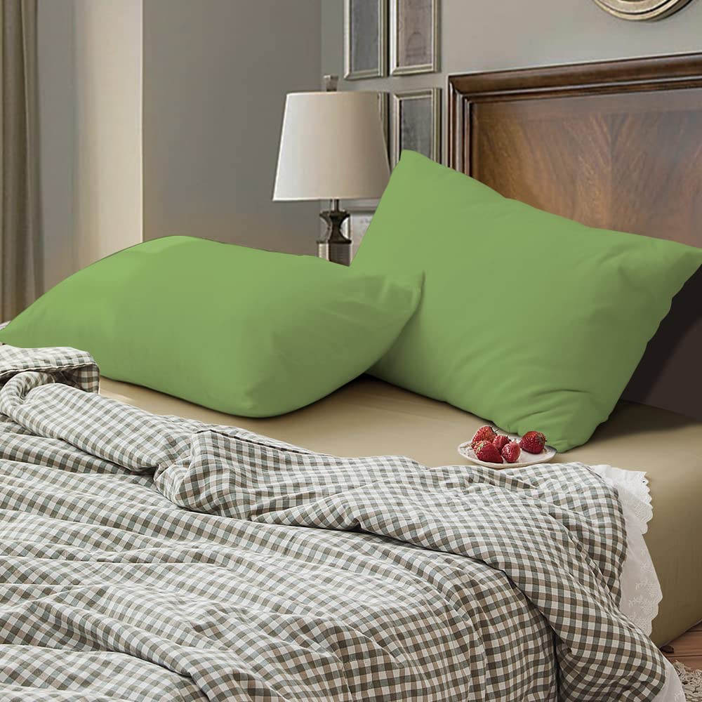 Hadi Bedding sage green pillowcase zipper detail demonstrates secure travel fit.