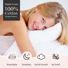 Hadi Bedding striped pillowcase 12x16 in white with secure zipper closure for travel use