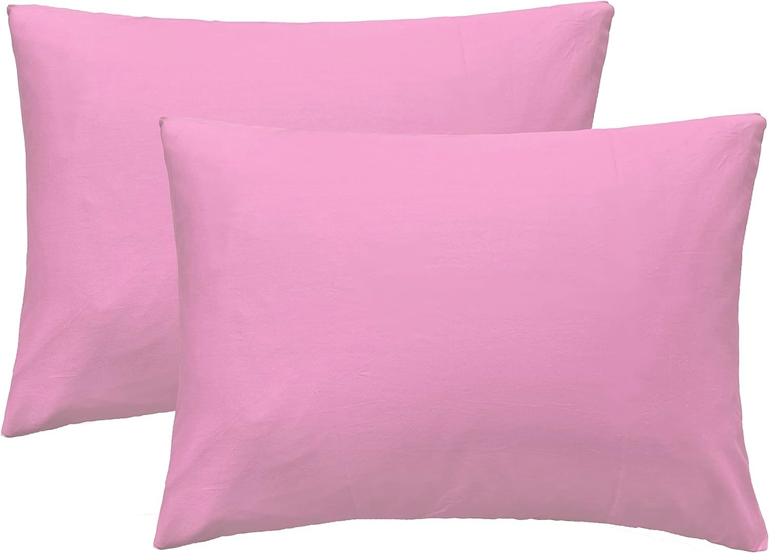 Hadi Bedding toddler travel pillowcase front view in pink, soft breathable fabric.