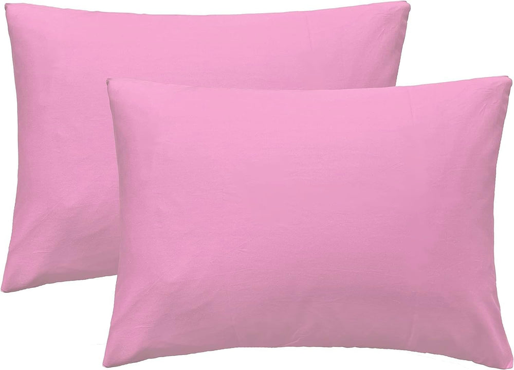 Hadi Bedding toddler travel pillowcase front view in pink, soft breathable fabric.