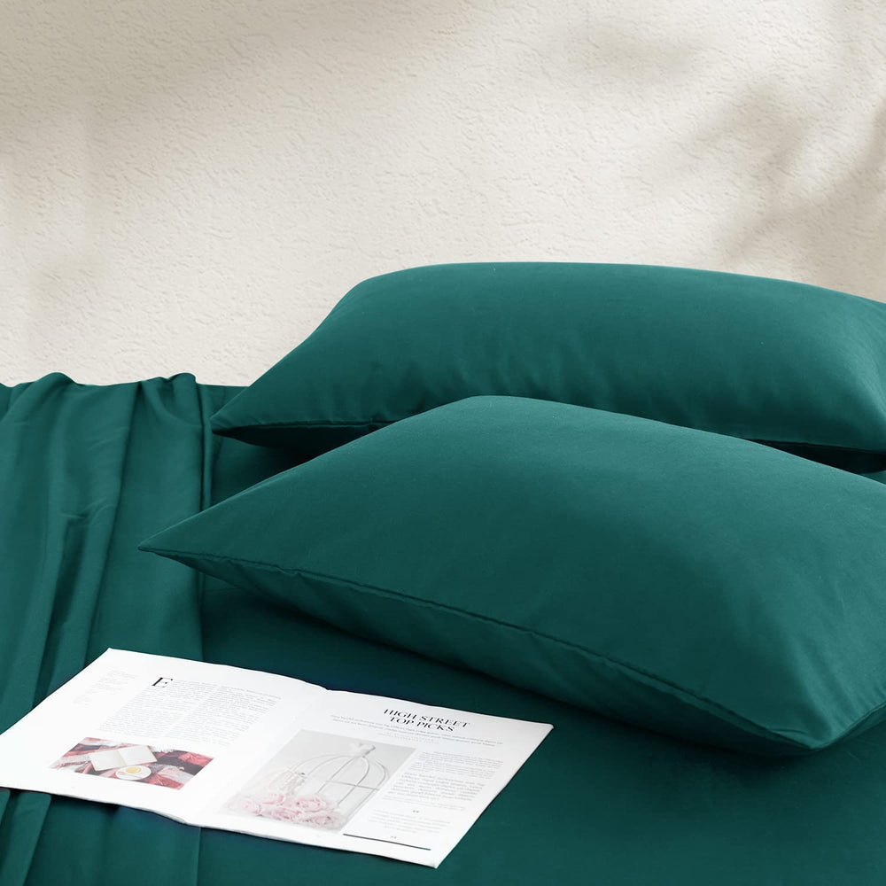 Hadi Bedding two-piece pillowcase teal with wrinkle-resistant fabric for easy care