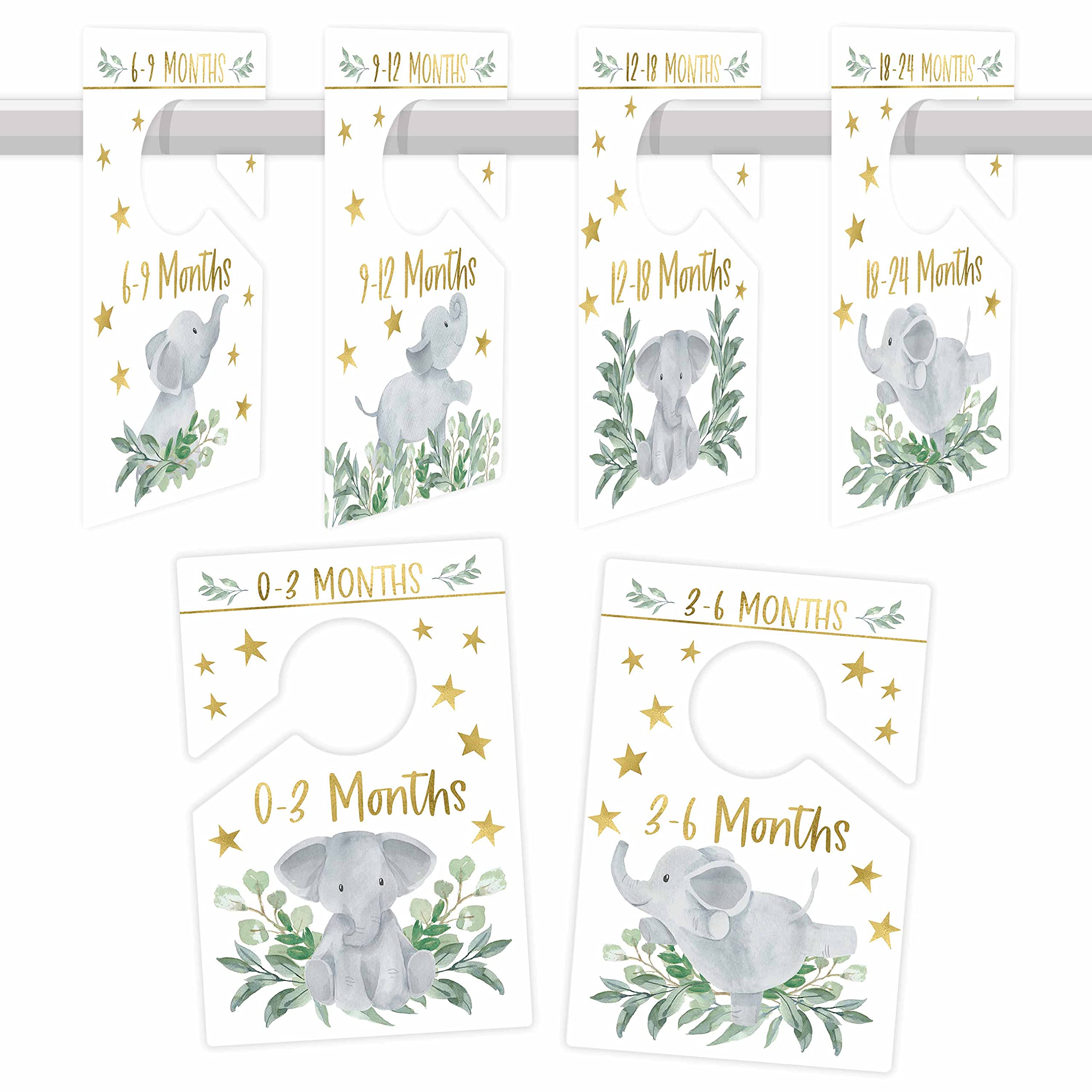 Hadley Designs elephant baby closet dividers organize the nursery wardrobe