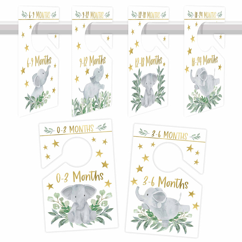 Hadley Designs elephant baby closet dividers organize the nursery wardrobe