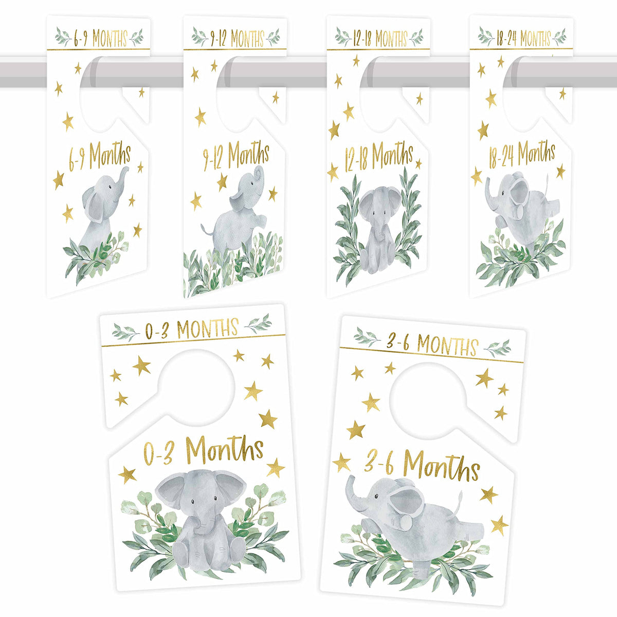 Hadley Designs elephant baby closet dividers organize the nursery wardrobe