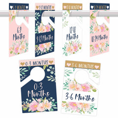 Hadley Designs navy floral baby closet dividers for organized nursery storage