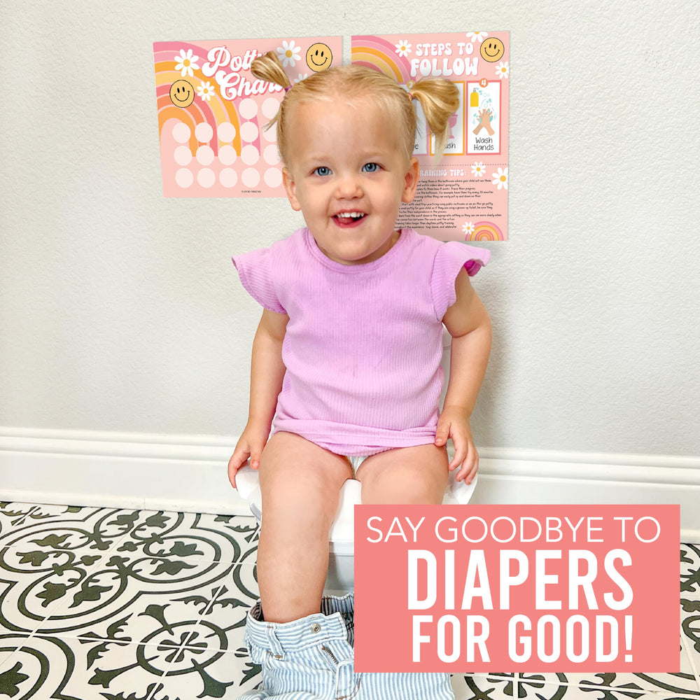 Hadley Designs bathroom scene uses the chart for practical potty time routine