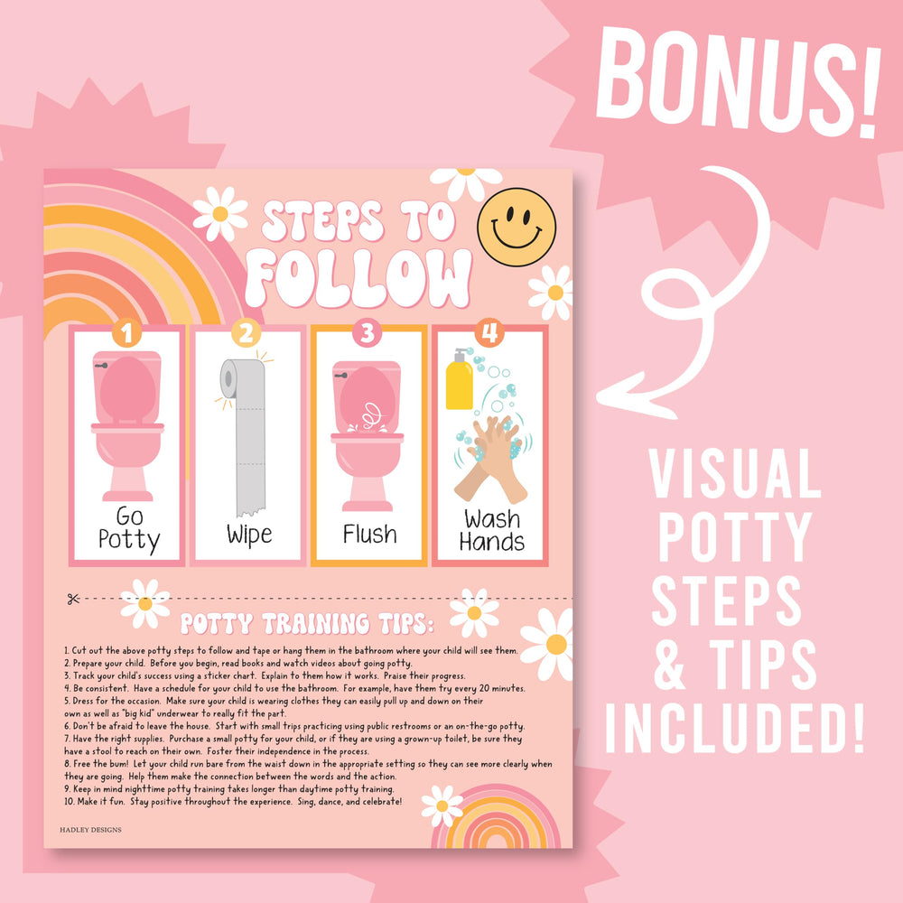 Hadley Designs colorful design posters appeal to little girls during potty training