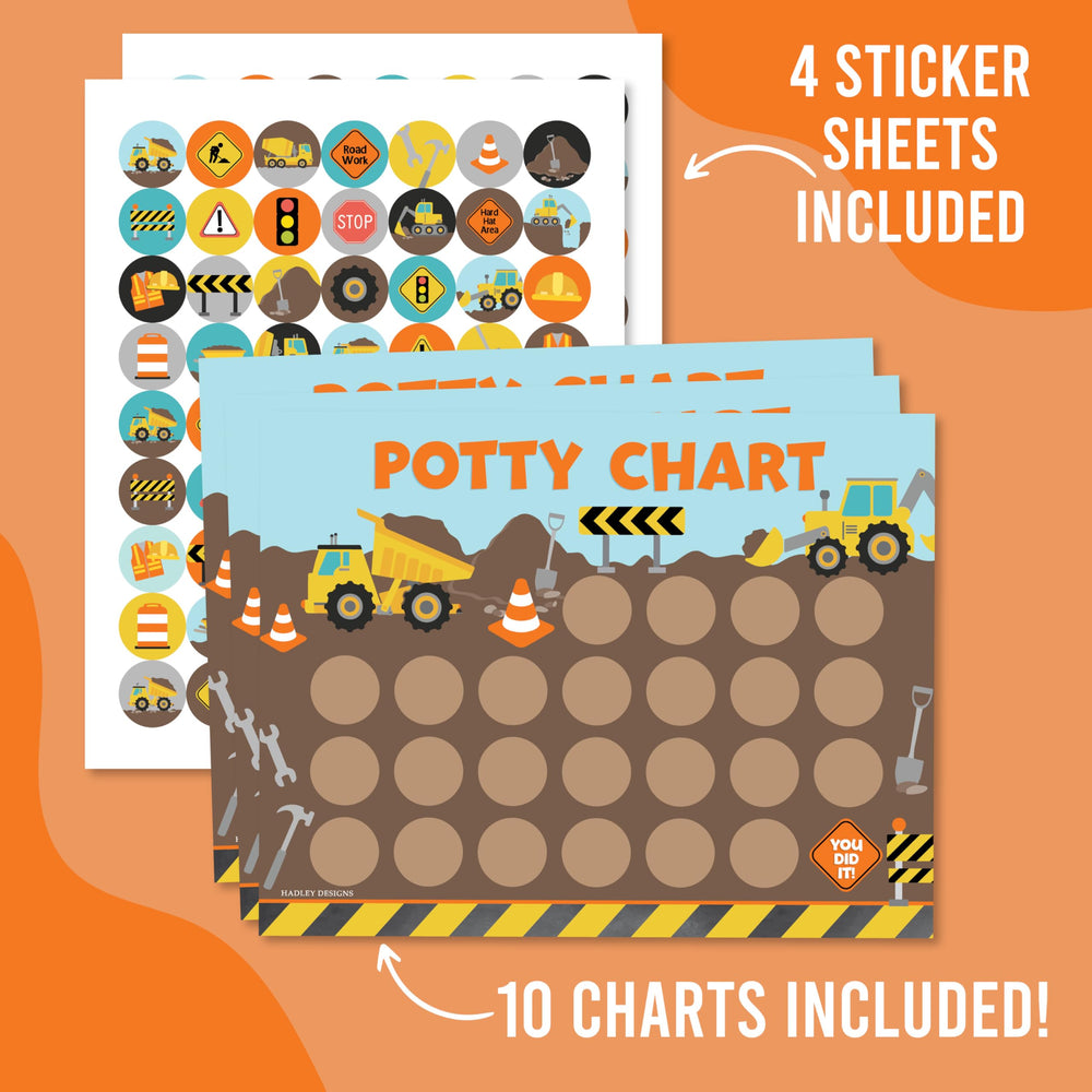Construction-themed Hadley Designs chart keeps toddlers motivated during toilet training.