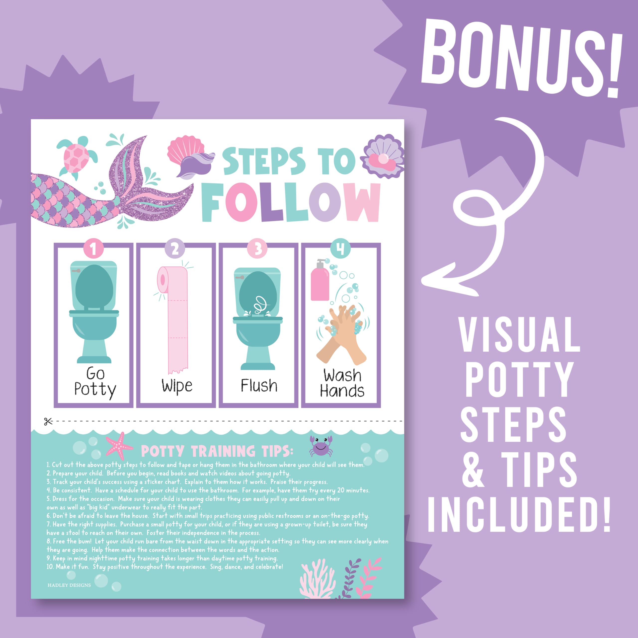 Hadley Designs diaper-free transition chart supports comfort and routine.