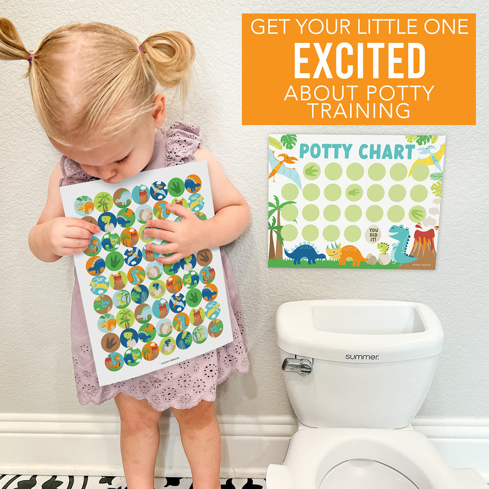 Hadley Designs potty chart for boys with dinosaur visuals appeals to kids.