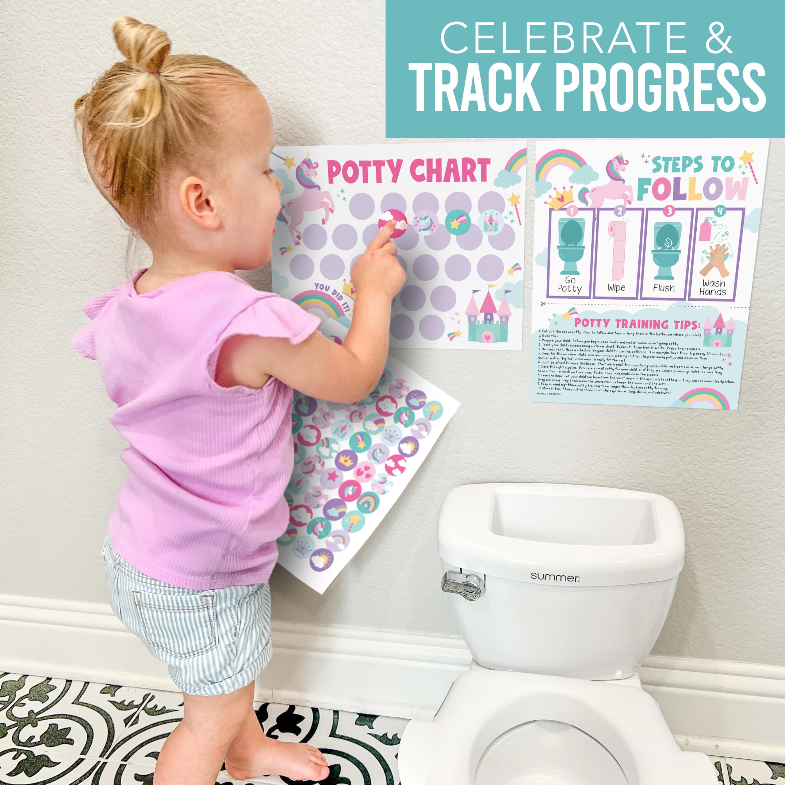 Hadley Designs girls potty chart adds colorful learning moments