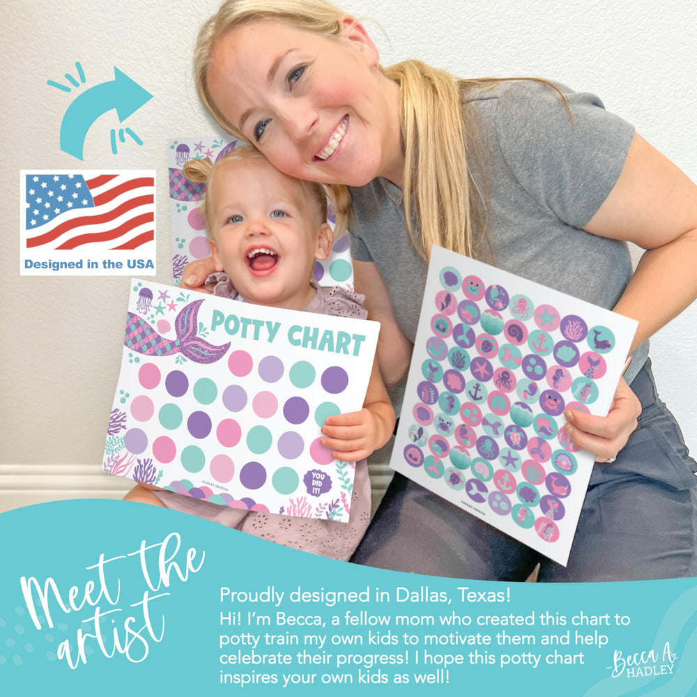 Hadley Designs girls poster display helps track potty time progress.