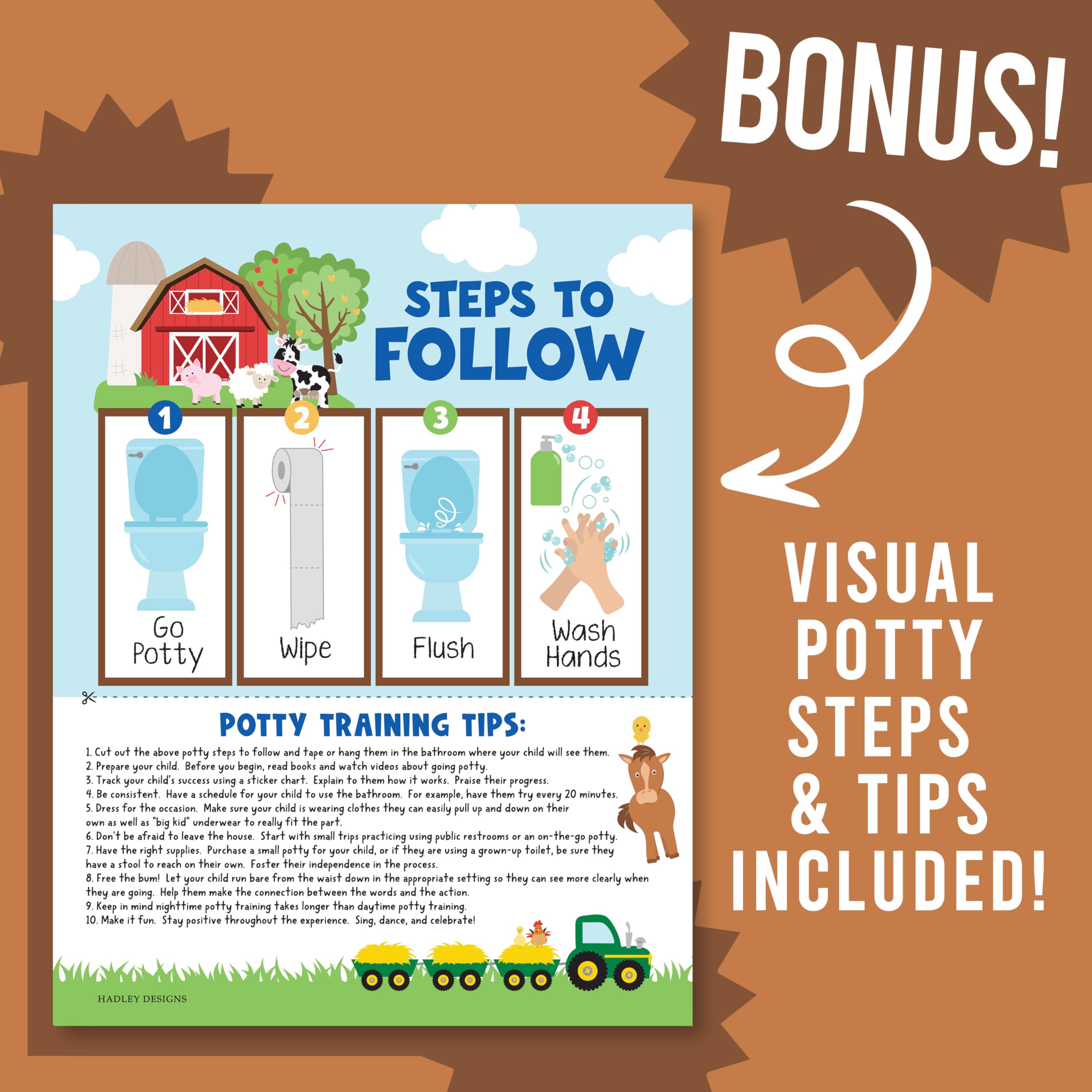 Hadley Designs girls version potty poster with friendly imagery