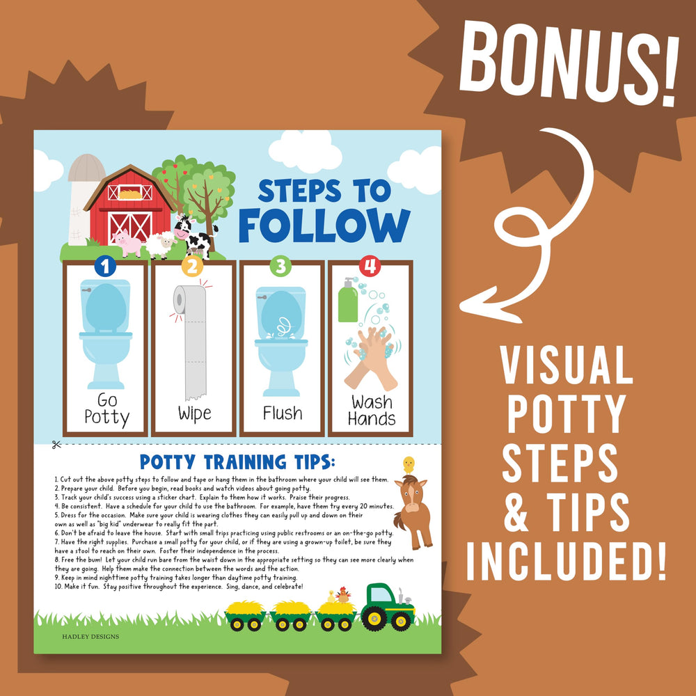Hadley Designs girls version potty poster with friendly imagery