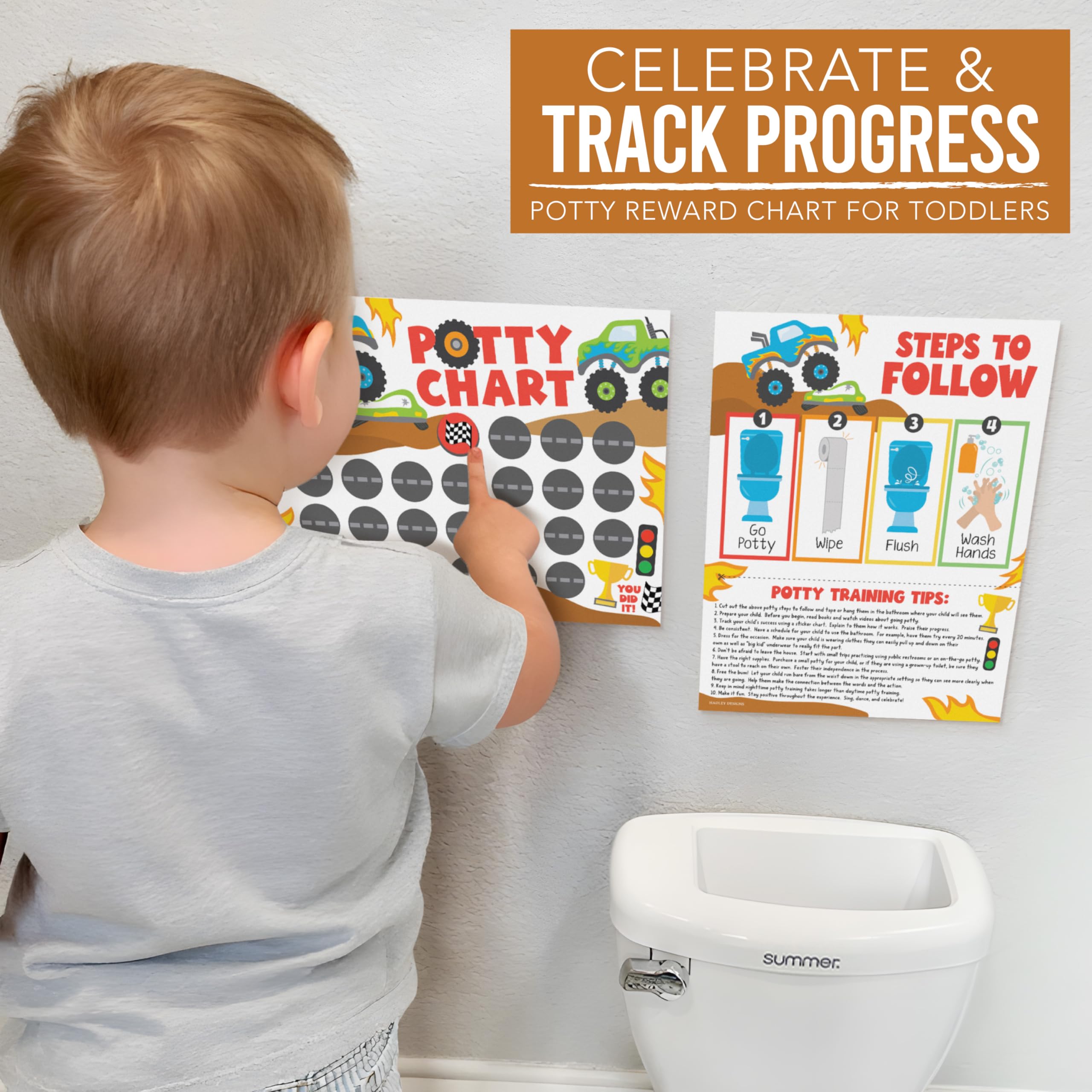 Hadley Designs motivational-stickers keep toddlers engaged during potty training.
