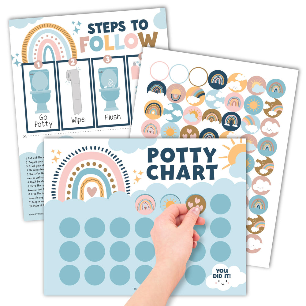 Hadley Designs potty chart poster set motivates toddlers during toilet training