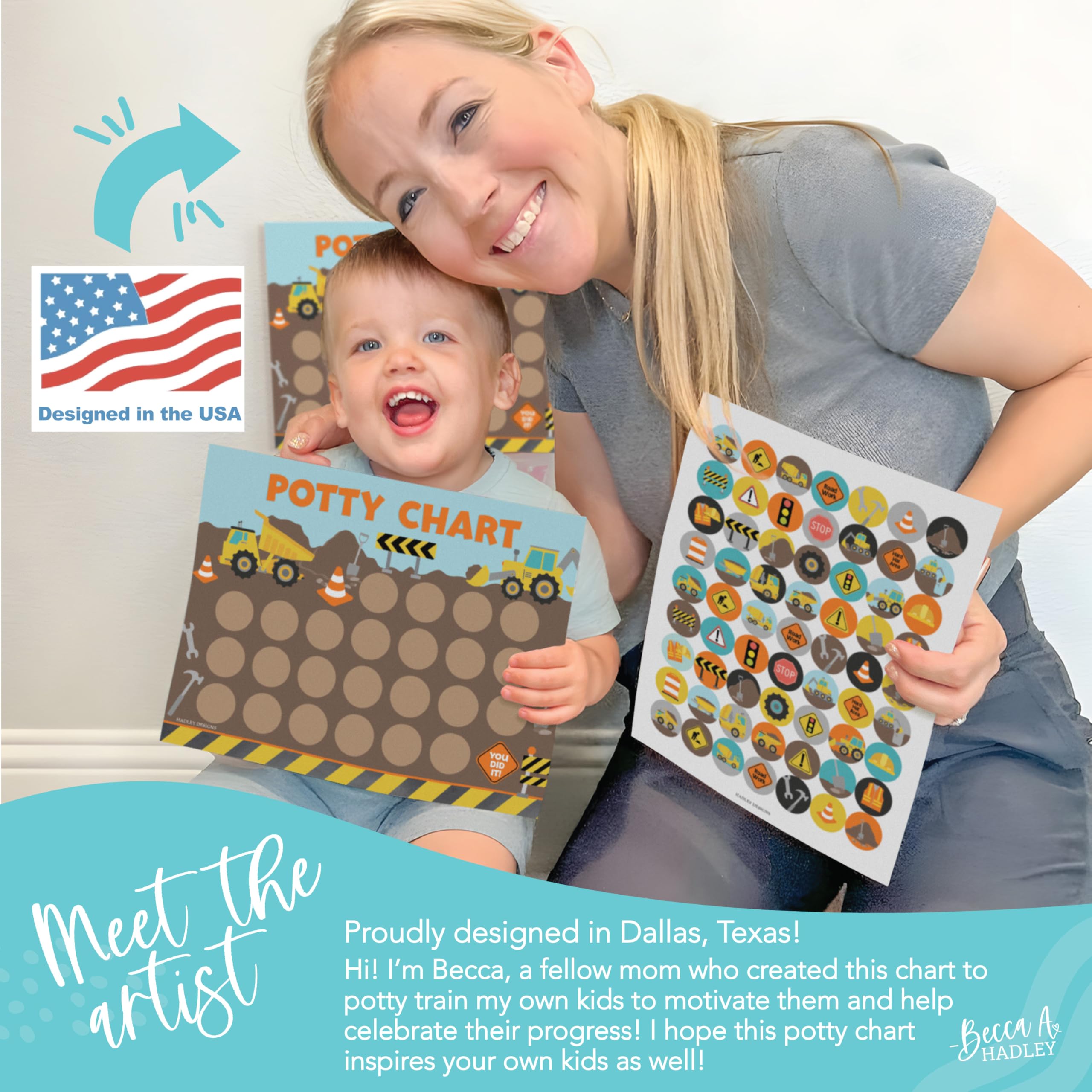 Hadley Designs sticker sheets with 63 stickers encourage consistent potty time.