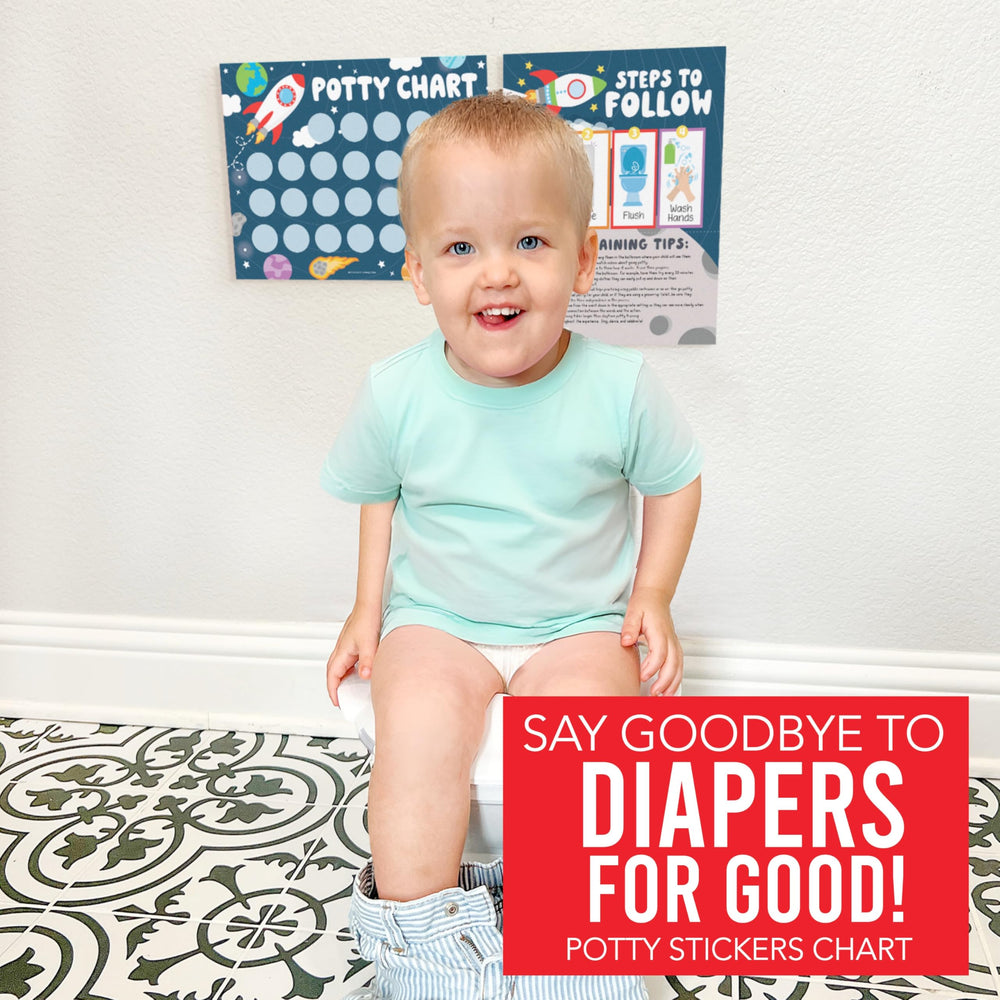 Hadley Designs space themed room decor chart for kids during potty training