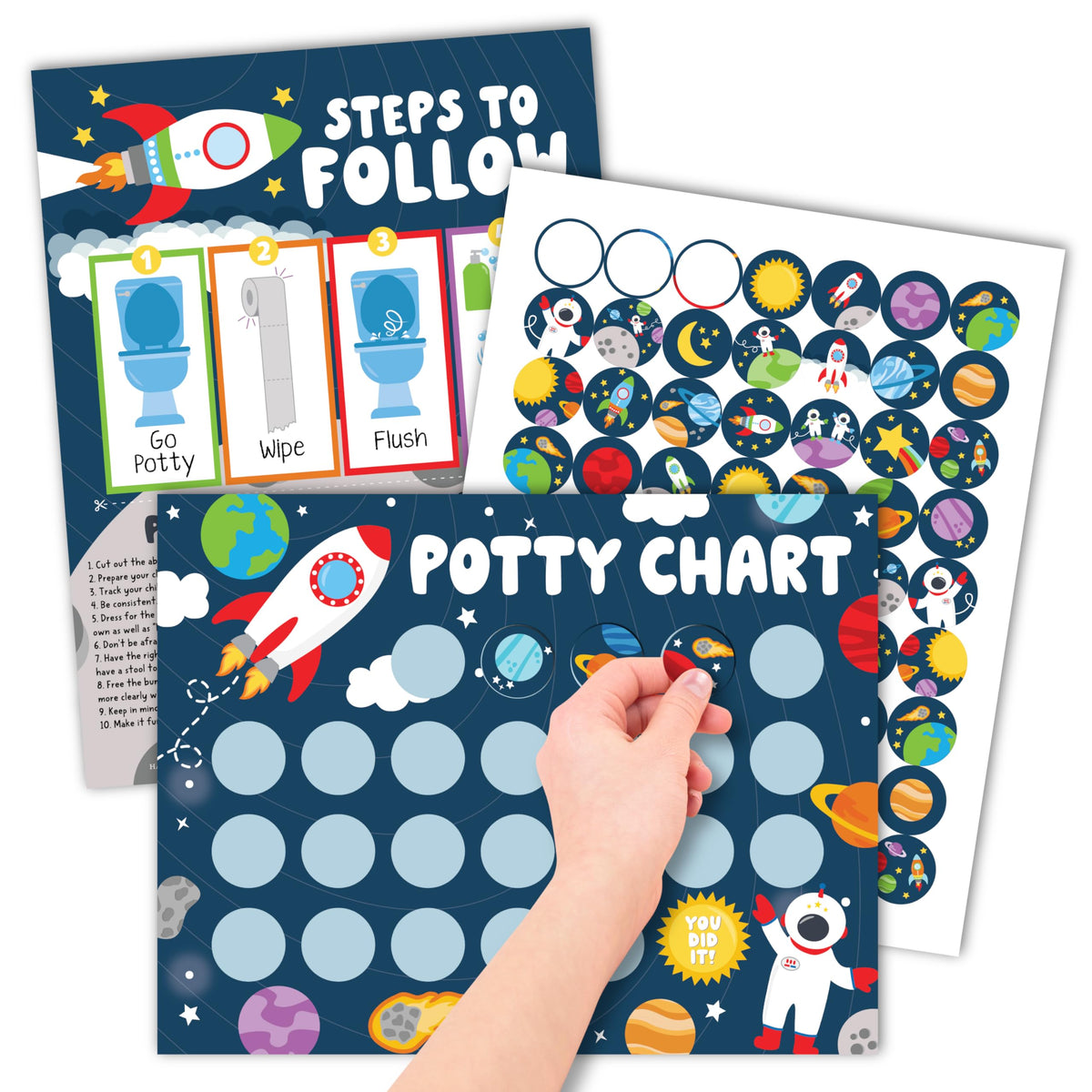 Hadley Designs potty chart for toddlers boy with space rocket design boosts motivation