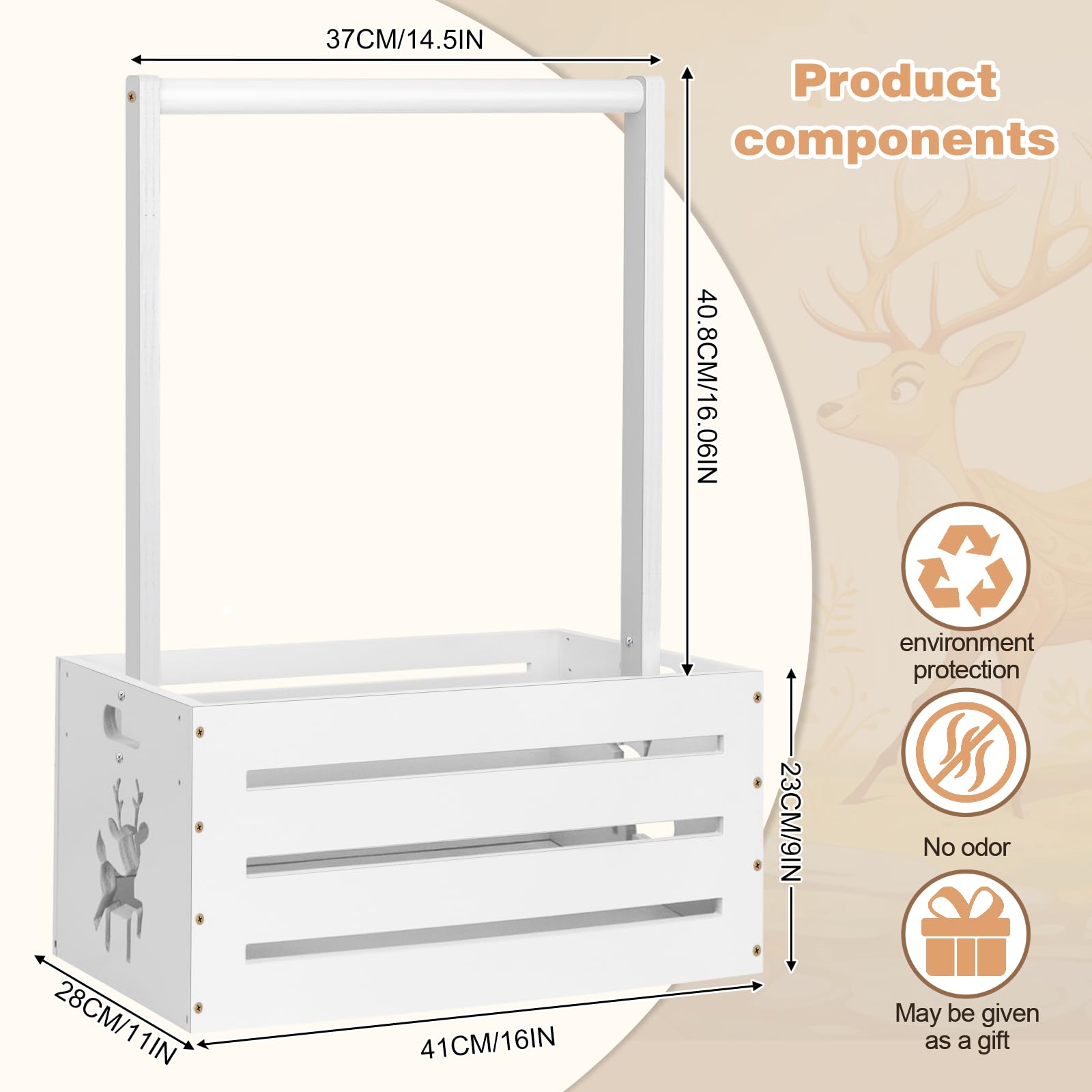 HAFTKD wooden baby shower crate closet inside storage for plush toys and essentials.