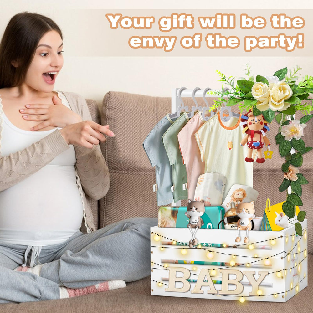 HAFTKD wooden baby shower crate closet wood texture with natural white finish.