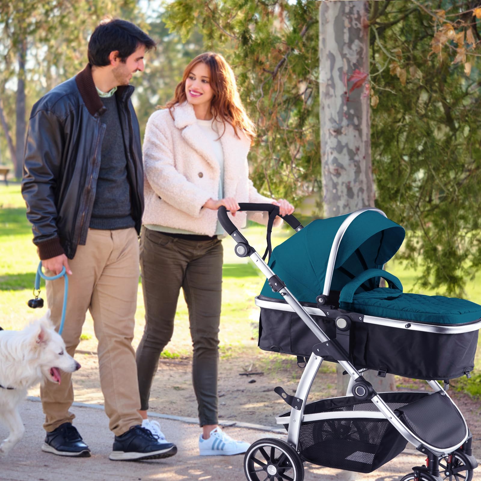 Hagaday stroller featuring 5-point harness and one-foot brake for safety