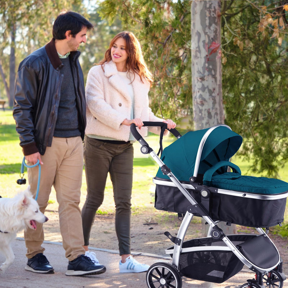 Hagaday stroller featuring 5-point harness and one-foot brake for safety