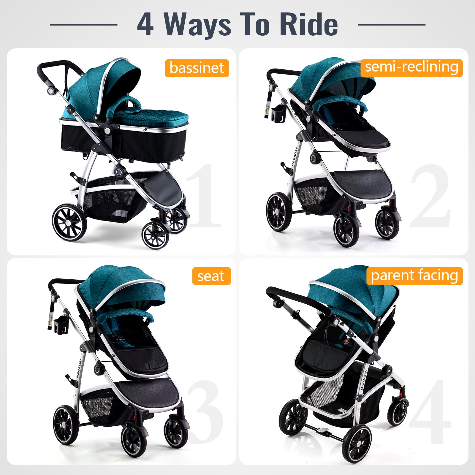 Hagaday stroller with reversible seat facing you for bonding